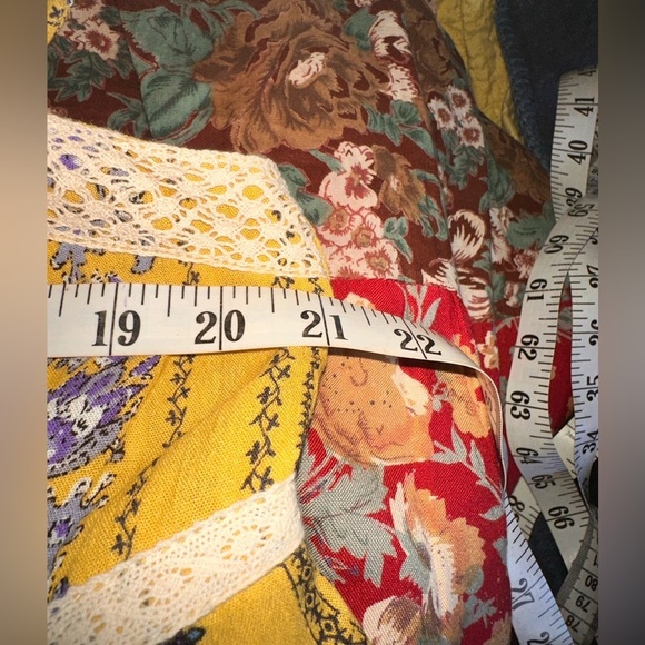 Easel large French yellow and lavender maxi sundress with pockets.crochet lace - Picture 5 of 15